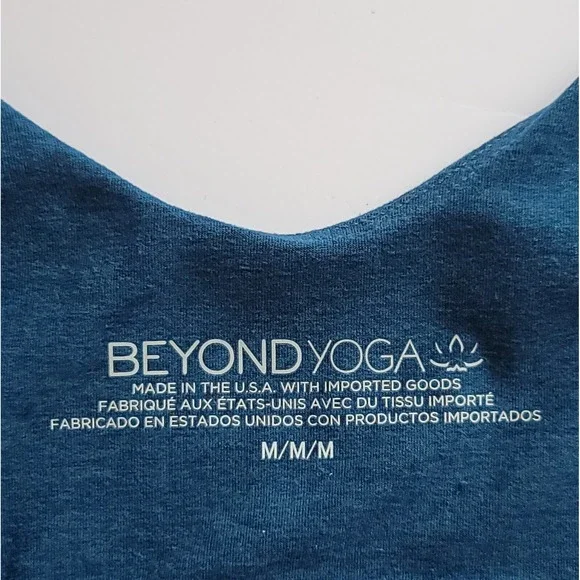 BEYOND YOGA Size Medium Sleeveless V-Neck Navy 'Spacedye Inspire Midi Dress' - Picture 4 of 9